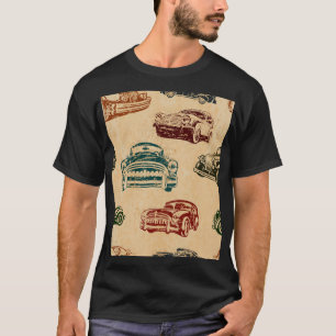 Vintage-Auto-Illustrationshintergrundmuster T-Shirt
