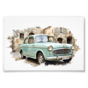 Vintage Auto in ländlicher Kulisse Fotodruck