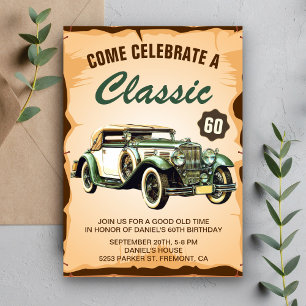 Vintage-Auto-Klassische-Geburtstagsfeier-Einladung Einladung