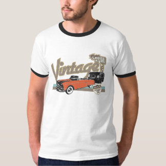 Vintage Auto mit Anhänger 2 Umriss T-Shirt