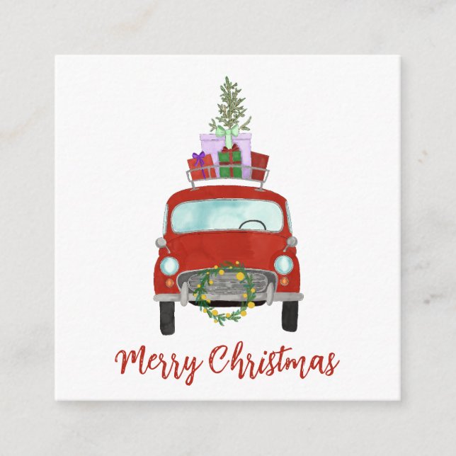 Vintage Auto mit Weihnachtsgeschenken Weihnachtska Begleitkarte (Vorderseite)
