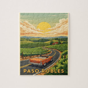 Vintage Auto Passion rodelt Weinland bei Sonnenunt Puzzle