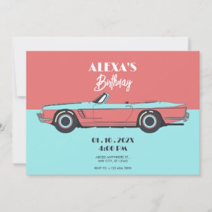 Vintage Auto Pastellfarbe Geburtstag Einladung