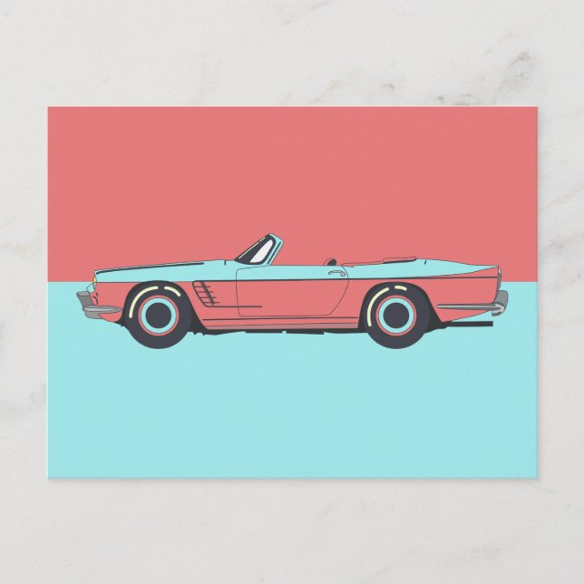 Vintage Auto Pastellfarbe Postkarte (Vorderseite)