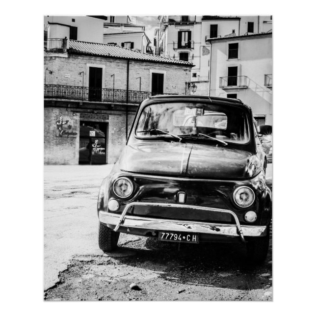 Vintage Auto Perfektes Poster | Fiat 500 | Italien (Vorderseite)