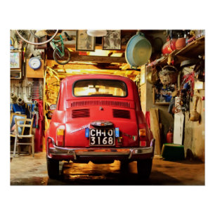 Vintage-Auto Perfektes Poster Fiat 500 Rom Ita