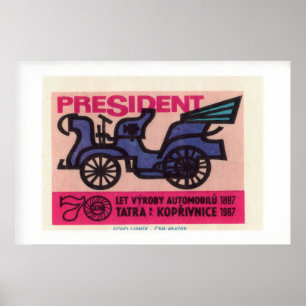 Vintage Auto Pink Blau Vintage Streichholzschachte Poster