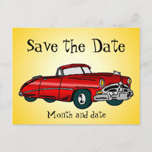 Vintage Auto-Save the Date Postkarte