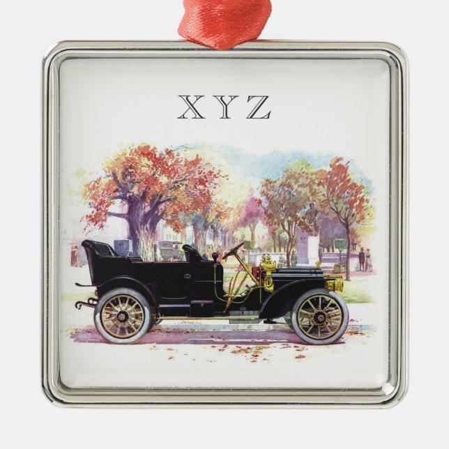 Vintage-Auto-Sonderanfertigung Silbernes Ornament (Vorne)