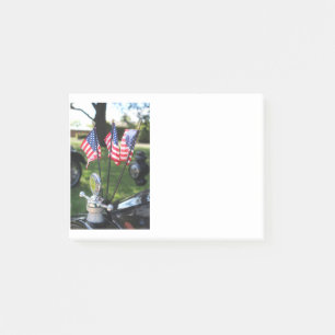 Vintage-Auto und amerikanische Flagge Post-it-Noti Post-it Klebezettel