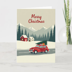 Vintage-Auto-Weihnachtskarte Karte