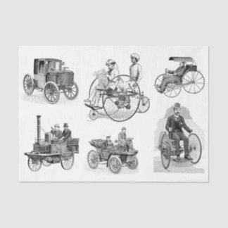 Vintage Auto Wheel-Erfindungen Dekoupage Collage Seidenpapier