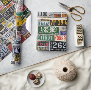 Vintage-Autokennzeichen-Geschenkpapier Geschenkpapier