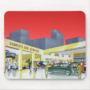 Vintage-Automechaniker Kompletter Autodienst Garag Mousepad