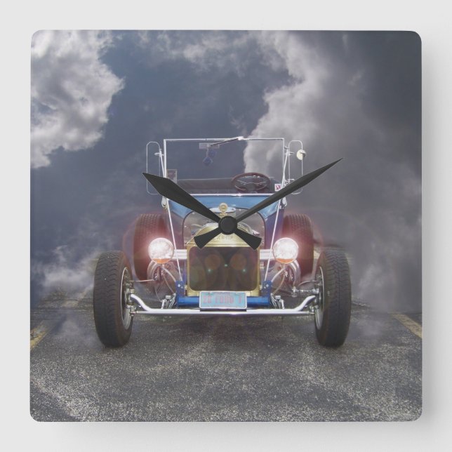 Vintage Automobil-Wand-Uhr des Modell-T Quadratische Wanduhr (Vorderseite)