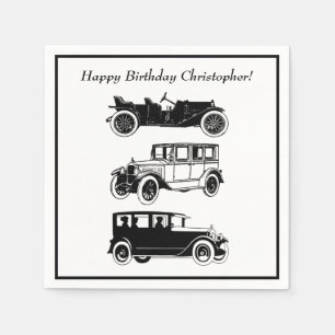 Vintage Automobilhersteller Geburtstagsparty  Serviette