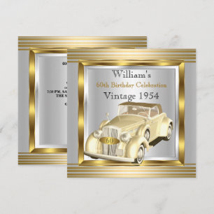 Vintage-Autoparty zum 60. Geburtstag Gold & Silber Einladung