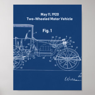 Vintage-Autopatenz 1920 Schwarze Gold Wandkunst Po Poster