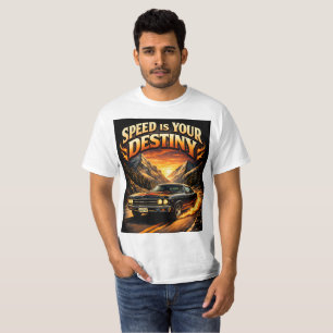 Vintage-Autorennen durch Berglandschaft Design T-Shirt