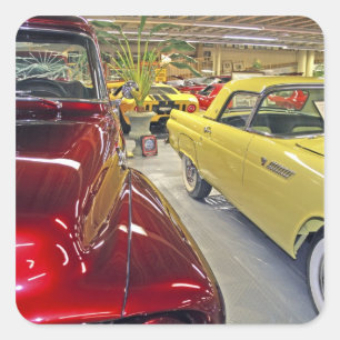 Vintage-Autos in Tallahassee Automobilmuseum Quadratischer Aufkleber