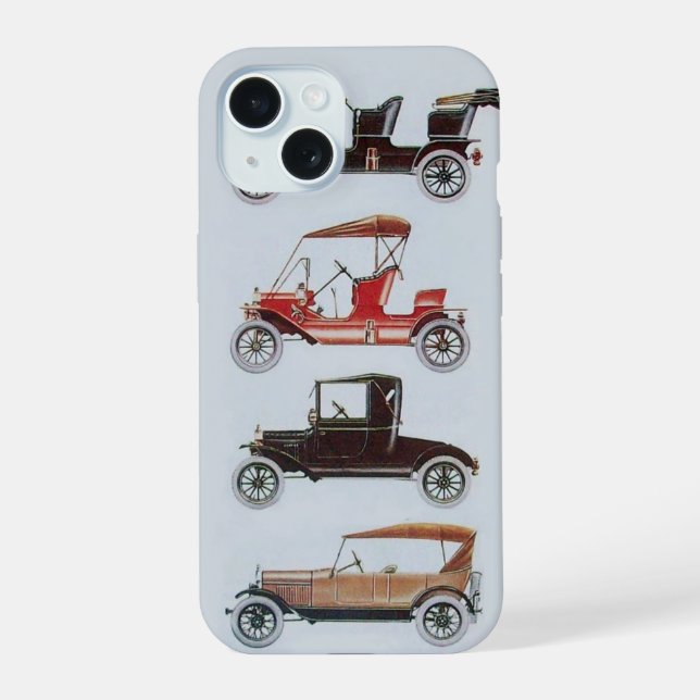 VINTAGE-AUTOS  MONOGRAMM iPhone 15 HÜLLE (Rückseite)