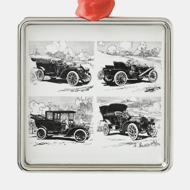 Vintage Autos Silbernes Ornament (Vorne)
