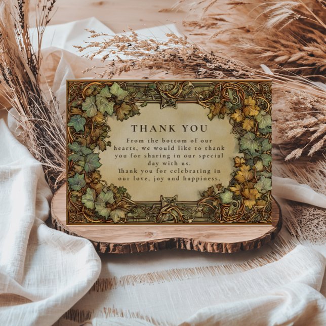 Vintage Autumn Botanical Wedding Dankeskarte (Von Creator hochgeladen)