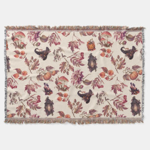 Vintage Autumn Halloween Botanical Pattern Decke