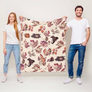 Vintage Autumn Halloween Botanical Pattern Fleecedecke