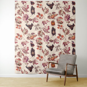 Vintage Autumn Halloween Botanical Pattern Wandteppich
