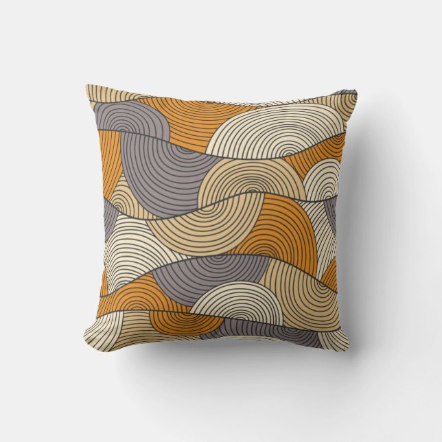 Vintage autumn season abstract wave lines kissen (Vorderseite)