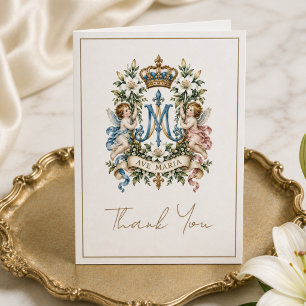 Vintage-Ave-Maria-katholische-Engel-Monogramm Dankeskarte