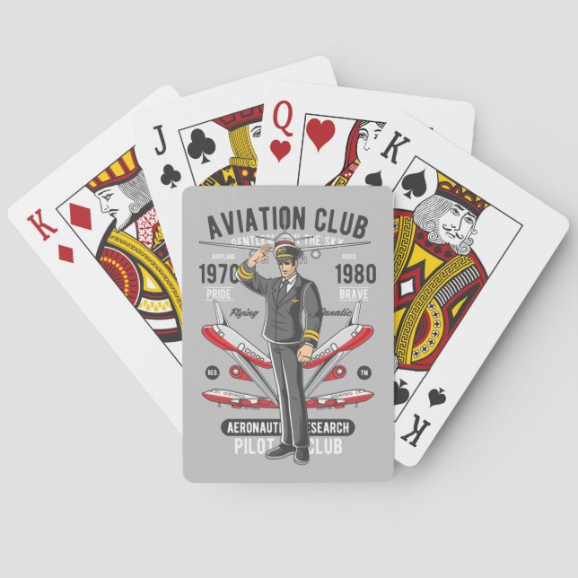 Vintage Aviation Club Pilot Flug Spielkarten (Rückseite)