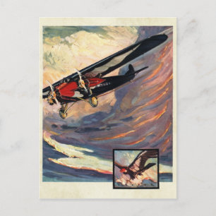 Vintage Aviation Flugzeug Farb-Kunst Postkarte