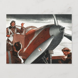 Vintage Aviation Flugzeug Farb-Kunst Postkarte
