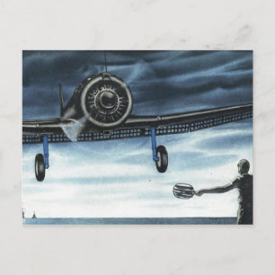 Vintage Aviation Flugzeug Farb-Kunst Postkarte