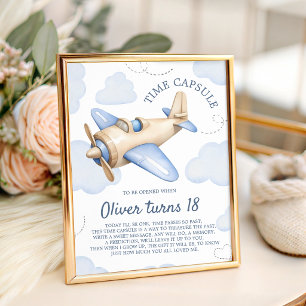 Vintage-Aviator-Zeitkapsel-Tischschild Sockelschild