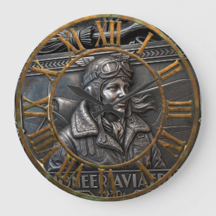 Vintage-Aviatrix-Uhr mit römischen Ziffern an der Große Wanduhr