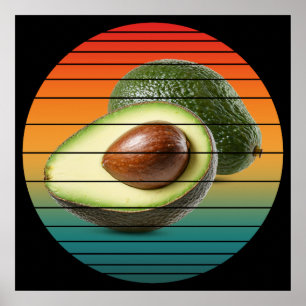 Vintage-Avocado-Frucht vegetarisches Essen Poster