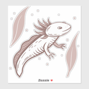 Vintage Axolotl in sanften Erdtönen wie Beige Aufkleber