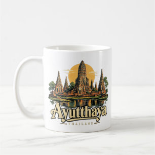 Vintage Ayutthaya Thailand Reise Kunst Landmarke Kaffeetasse
