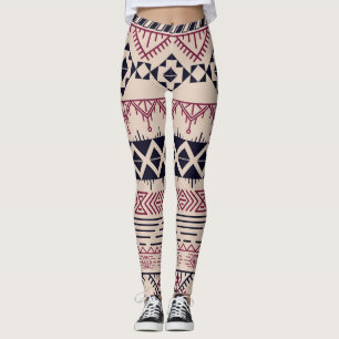 Vintage Azteken-Stammes-Hintergrund, ethnisches Mu Leggings