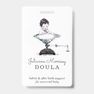 Vintage-Baby-auf-Waage-Doula-Abzeichen Ausweis