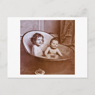 Vintage Baby-Bad-Zeit Postkarte
