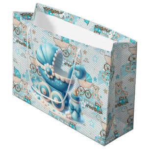 Vintage Baby Boy Carriage Große Geschenktüte