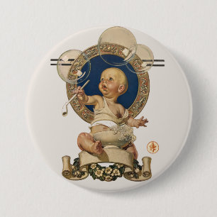 Vintage Baby Bubbles von J.C. Leyendecker Nursery Button