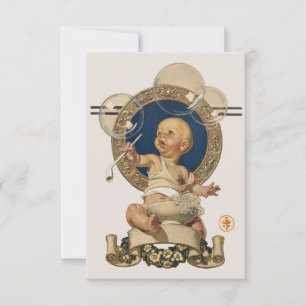 Vintage Baby Bubbles von J.C. Leyendecker Nursery Dankeskarte