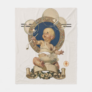 Vintage Baby Bubbles von J.C. Leyendecker Nursery Fleecedecke