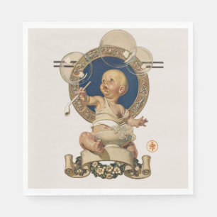 Vintage Baby Bubbles von J.C. Leyendecker Nursery Serviette