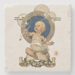 Vintage Baby Bubbles von J.C. Leyendecker Nursery Steinuntersetzer